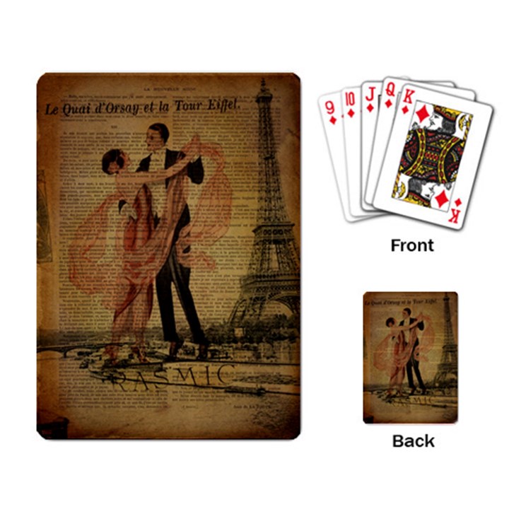 Vintage Paris Eiffel Tower Elegant Dancing Waltz Dance Couple  Playing Cards Single Design