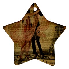 Vintage Paris Eiffel Tower Elegant Dancing Waltz Dance Couple  Star Ornament (two Sides)