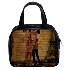 Vintage Paris Eiffel Tower Elegant Dancing Waltz Dance Couple  Classic Handbag (two Sides) by chicelegantboutique