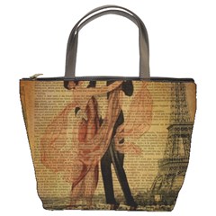 Vintage Paris Eiffel Tower Elegant Dancing Waltz Dance Couple  Bucket Bag by chicelegantboutique