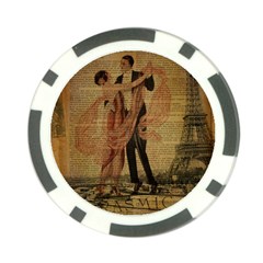 Vintage Paris Eiffel Tower Elegant Dancing Waltz Dance Couple  Poker Chip 10 Pack