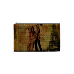 Vintage Paris Eiffel Tower Elegant Dancing Waltz Dance Couple  Cosmetic Bag (small)