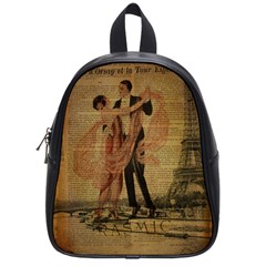 Vintage Paris Eiffel Tower Elegant Dancing Waltz Dance Couple  School Bag (small) by chicelegantboutique