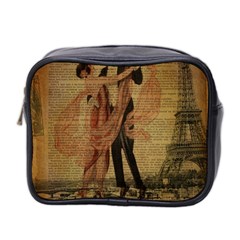 Vintage Paris Eiffel Tower Elegant Dancing Waltz Dance Couple  Mini Travel Toiletry Bag (two Sides) by chicelegantboutique