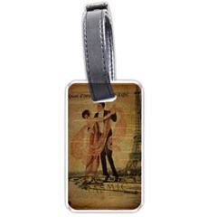 Vintage Paris Eiffel Tower Elegant Dancing Waltz Dance Couple  Luggage Tag (one Side) by chicelegantboutique