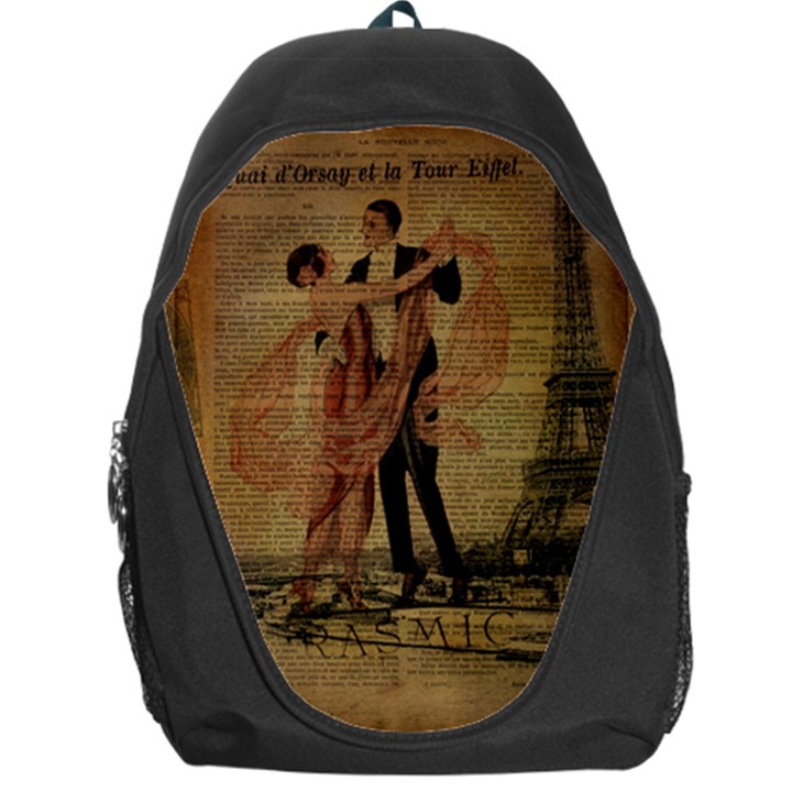 Vintage Paris Eiffel Tower Elegant Dancing Waltz Dance Couple  Backpack Bag