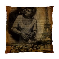 Romantic Kissing Couple Love Vintage Paris Eiffel Tower Cushion Case (single Sided) 