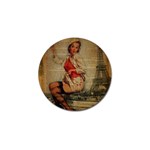  Vintage Newspaper Print Pin Up Girl Paris Eiffel Tower Funny Vintage Retro Nurse  Golf Ball Marker 10 Pack Front