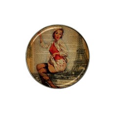  Vintage Newspaper Print Pin Up Girl Paris Eiffel Tower Funny Vintage Retro Nurse  Golf Ball Marker 4 Pack (for Hat Clip)