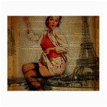  Vintage Newspaper Print Pin Up Girl Paris Eiffel Tower Funny Vintage Retro Nurse  Glasses Cloth (Small) Front