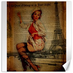  Vintage Newspaper Print Pin Up Girl Paris Eiffel Tower Funny Vintage Retro Nurse  Canvas 20  X 20  (unframed) by chicelegantboutique