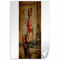  Vintage Newspaper Print Pin Up Girl Paris Eiffel Tower Funny Vintage Retro Nurse  Canvas 20  X 30  (unframed)