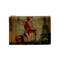  Vintage Newspaper Print Pin Up Girl Paris Eiffel Tower Funny Vintage Retro Nurse  Cosmetic Bag (medium) by chicelegantboutique