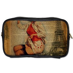  Vintage Newspaper Print Pin Up Girl Paris Eiffel Tower Funny Vintage Retro Nurse  Travel Toiletry Bag (one Side)