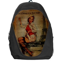  Vintage Newspaper Print Pin Up Girl Paris Eiffel Tower Funny Vintage Retro Nurse  Backpack Bag by chicelegantboutique