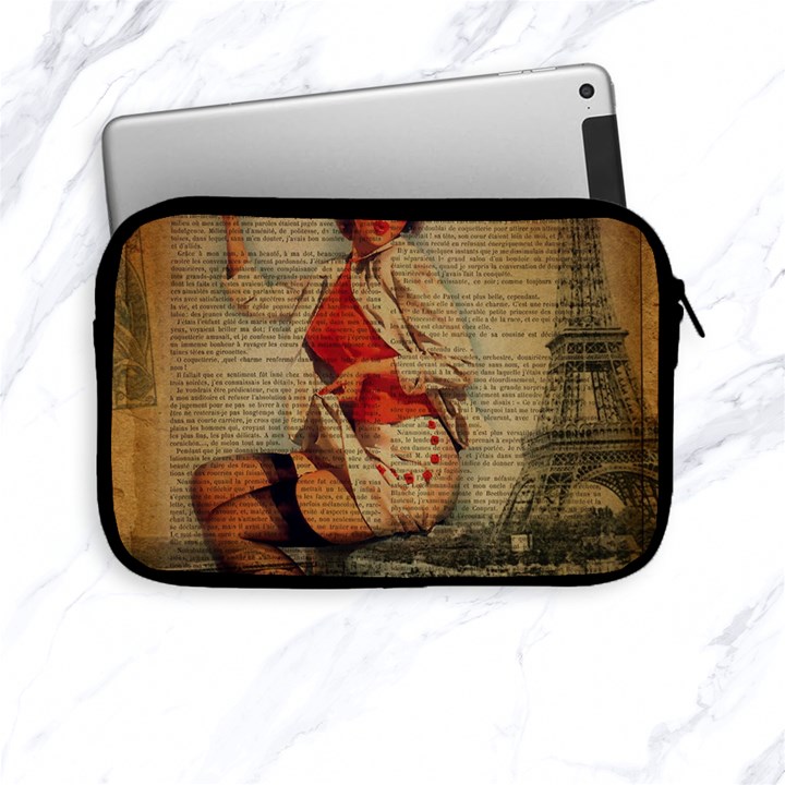  Vintage Newspaper Print Pin Up Girl Paris Eiffel Tower Funny Vintage Retro Nurse  Apple iPad Mini Zipper Case