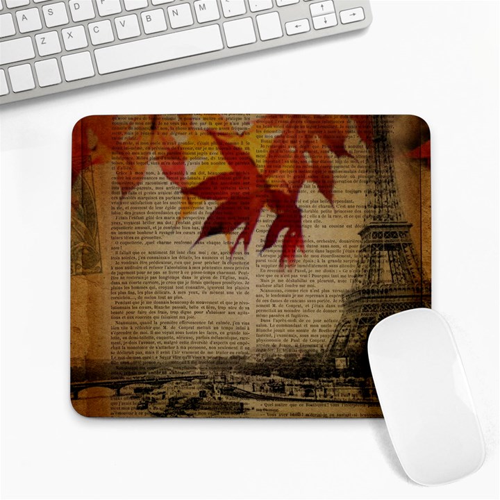 Elegant Fall Autumn Leaves Vintage Paris Eiffel Tower Landscape Large Mouse Pad (Rectangle)