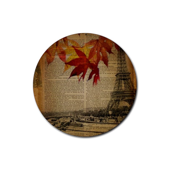 Elegant Fall Autumn Leaves Vintage Paris Eiffel Tower Landscape Drink Coaster (Round)