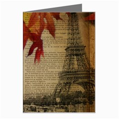 Elegant Fall Autumn Leaves Vintage Paris Eiffel Tower Landscape Greeting Card