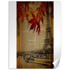 Elegant Fall Autumn Leaves Vintage Paris Eiffel Tower Landscape Canvas 18  X 24  (unframed)