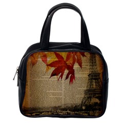 Elegant Fall Autumn Leaves Vintage Paris Eiffel Tower Landscape Classic Handbag (one Side) by chicelegantboutique