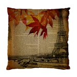 Elegant Fall Autumn Leaves Vintage Paris Eiffel Tower Landscape Cushion Case (Two Sided)  Front