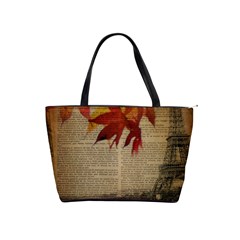 Elegant Fall Autumn Leaves Vintage Paris Eiffel Tower Landscape Large Shoulder Bag by chicelegantboutique