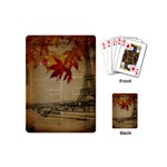 Elegant Fall Autumn Leaves Vintage Paris Eiffel Tower Landscape Playing Cards (Mini) Back