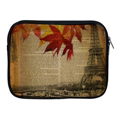 Elegant Fall Autumn Leaves Vintage Paris Eiffel Tower Landscape Apple Ipad 2/3/4 Zipper Case