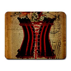 Black Red Corset Vintage Lily Floral Shabby Chic French Art Small Mouse Pad (rectangle) by chicelegantboutique