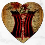 Black Red Corset Vintage Lily Floral Shabby Chic French Art Jigsaw Puzzle (Heart) Front