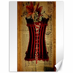 Black Red Corset Vintage Lily Floral Shabby Chic French Art Canvas 18  X 24  (unframed) by chicelegantboutique