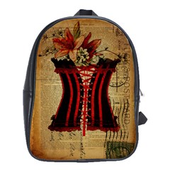 Black Red Corset Vintage Lily Floral Shabby Chic French Art School Bag (large) by chicelegantboutique