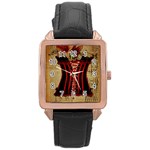 Black Red Corset Vintage Lily Floral Shabby Chic French Art Rose Gold Leather Watch  Front