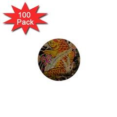 Funky Japanese Tattoo Koi Fish Graphic Art 1  Mini Button Magnet (100 pack)