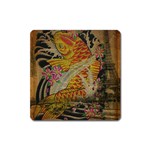 Funky Japanese Tattoo Koi Fish Graphic Art Magnet (Square) Front