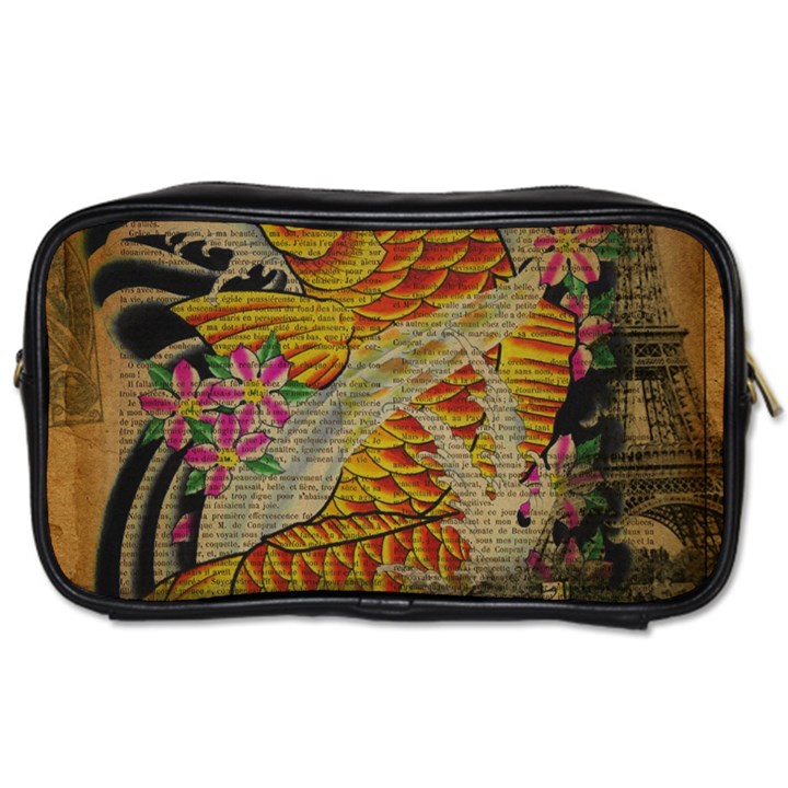 Funky Japanese Tattoo Koi Fish Graphic Art Travel Toiletry Bag (Two Sides)