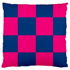 Pink Blue Check Large Cushion Case (two Sided) 