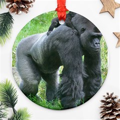 Gorilla Dad Round Ornament (two Sides) by plindlau