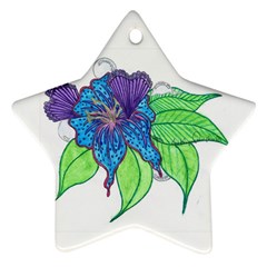 Flower Design Star Ornament (two Sides)