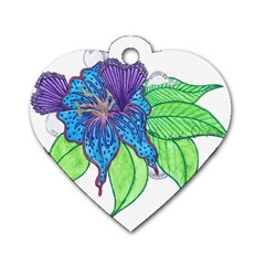 Flower Design Dog Tag Heart (one Sided)  by JacklyneMae