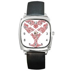 Key Heart 2 Square Leather Watch by Nightmarechild