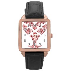 Key Heart 2 Rose Gold Leather Watch  by Nightmarechild