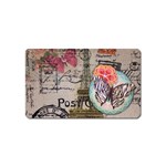 Floral Scripts Butterfly Eiffel Tower Vintage Paris Fashion Magnet (Name Card) Front