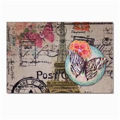 Floral Scripts Butterfly Eiffel Tower Vintage Paris Fashion Postcard 4 x 6  (10 Pack) by chicelegantboutique