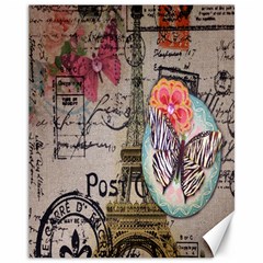 Floral Scripts Butterfly Eiffel Tower Vintage Paris Fashion Canvas 11  X 14  (unframed) by chicelegantboutique