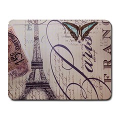 Vintage Scripts Floral Scripts Butterfly Eiffel Tower Vintage Paris Fashion Small Mouse Pad (rectangle) by chicelegantboutique