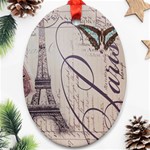 Vintage Scripts Floral Scripts Butterfly Eiffel Tower Vintage Paris Fashion Oval Ornament Front