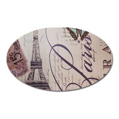 Vintage Scripts Floral Scripts Butterfly Eiffel Tower Vintage Paris Fashion Magnet (oval) by chicelegantboutique