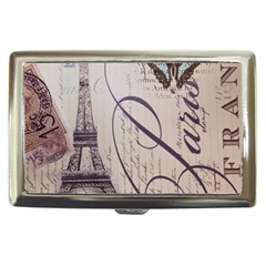 Vintage Scripts Floral Scripts Butterfly Eiffel Tower Vintage Paris Fashion Cigarette Money Case by chicelegantboutique